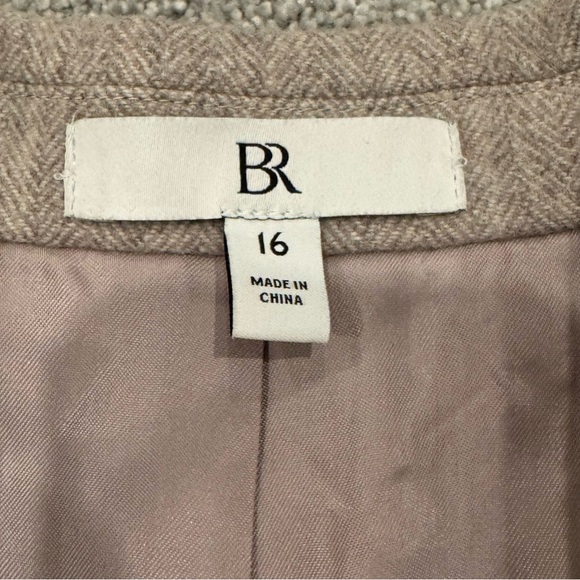 Banana Republic Taupe Herringbone Wool Flannel Crop Blazer Size 16 NWOT - Picture 7 of 11